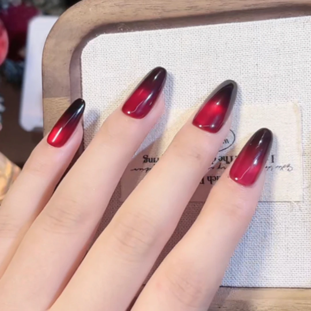 【星耀】纯手工穿戴美甲假指甲猫眼桃子款美甲