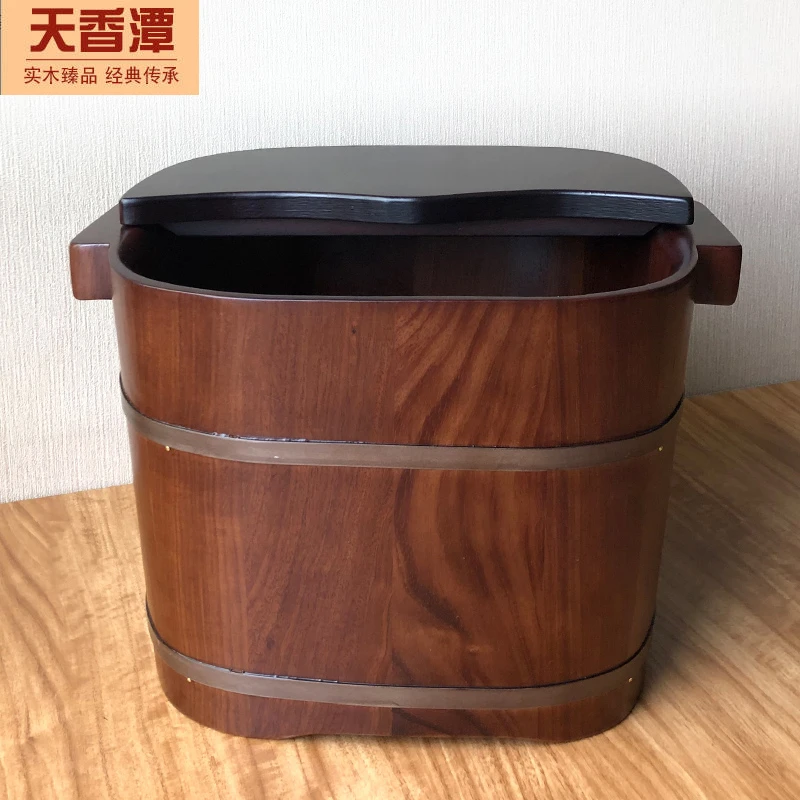 桃花芯木方形泡脚桶木桶洗脚盆家用足浴盆足浴桶洗脚桶加高实木盆