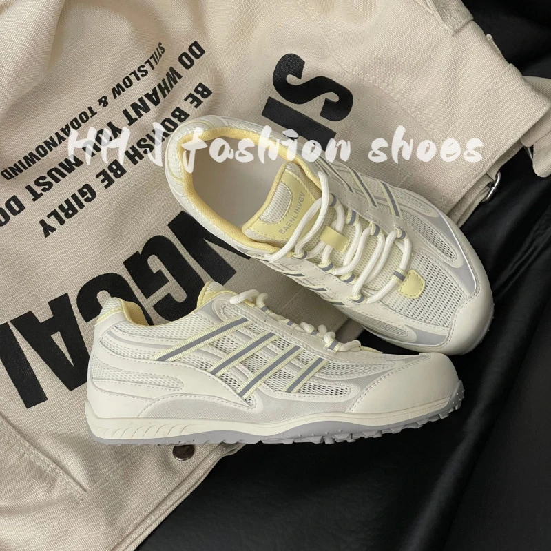 2025年夏季新款韩版休闲平底运动阿甘鞋德训透气网面系带休闲女鞋