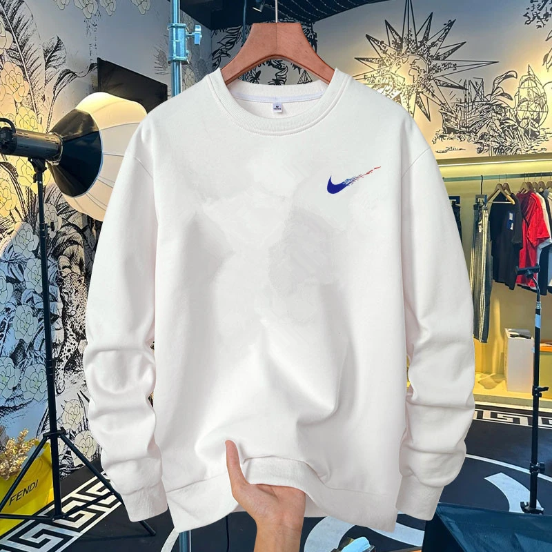 NK美式圆领卫衣男士宽松时尚百搭潮流秋季休闲运动长袖上衣打底衫