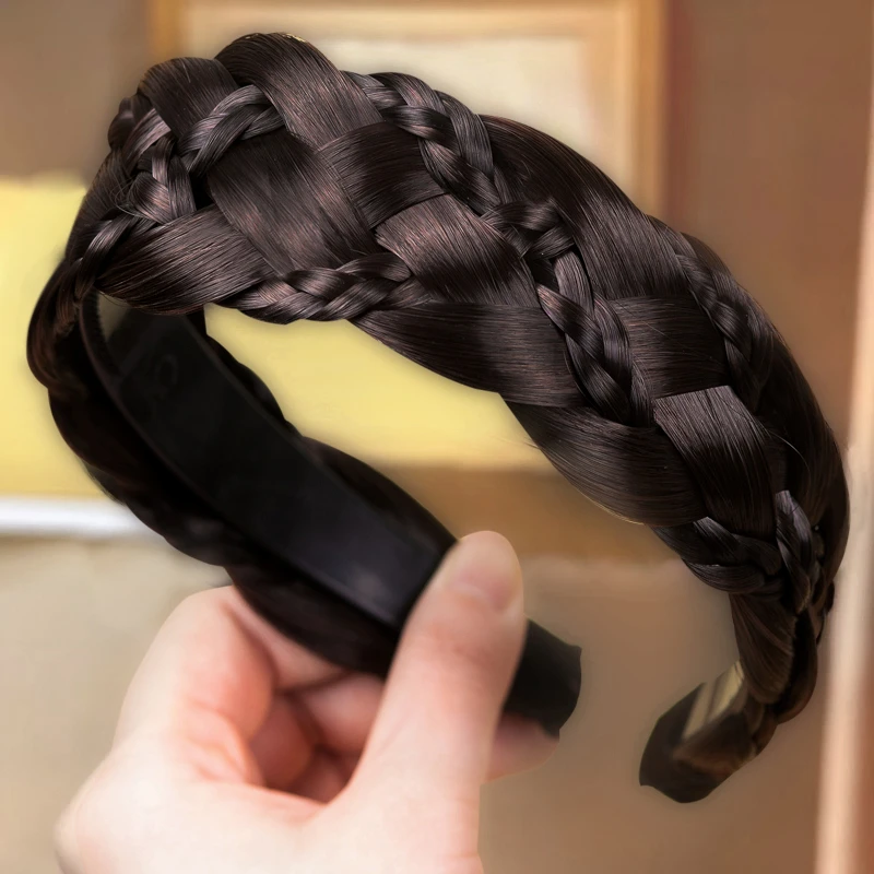 YIZUN.CHOMEL遮白发宽边带齿假发麻花辫子发箍女头箍发卡捆高颅