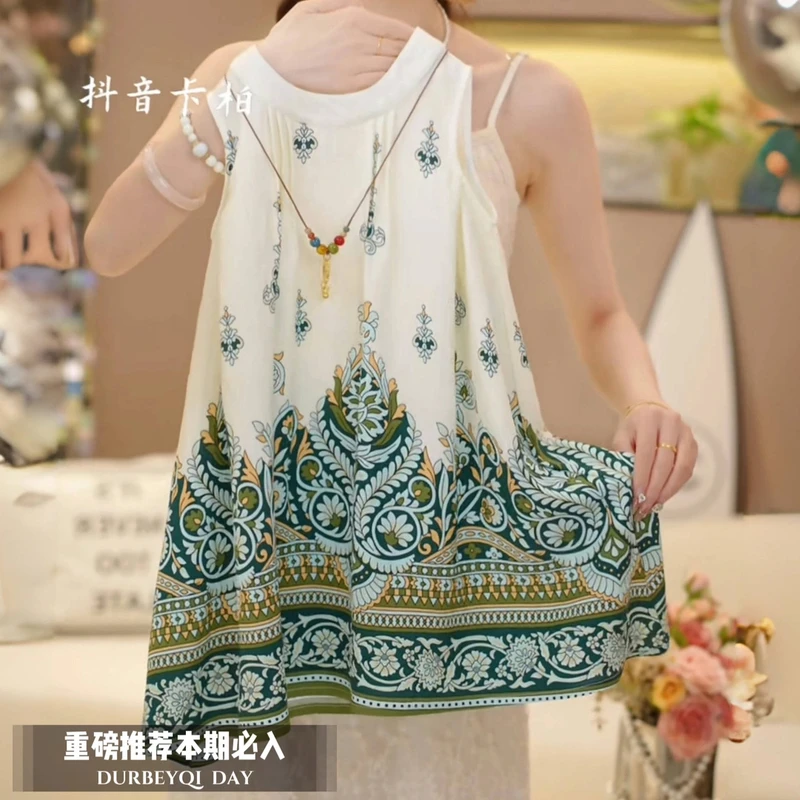 DURBEYQI/朵贝奇女童装2025夏季新款吊带欧式花纹连衣裙6-9-2岁