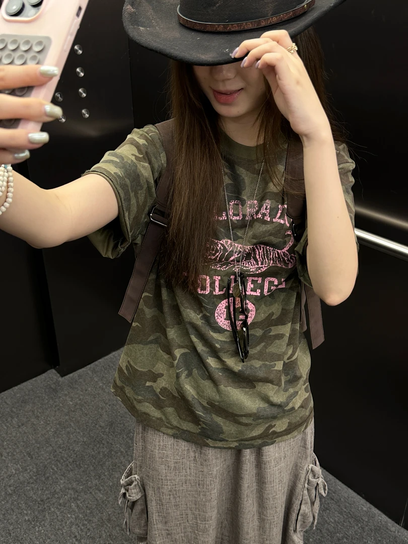 CALLMELAMB丨迷彩短袖T丨小五叔丨自带凉感迷彩粉虎美式短袖T
