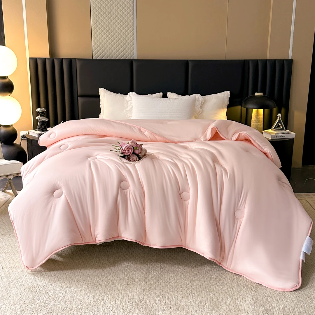 冬季纯色冬被针织棉植物纤维纯色双人单人家庭宿舍冬被