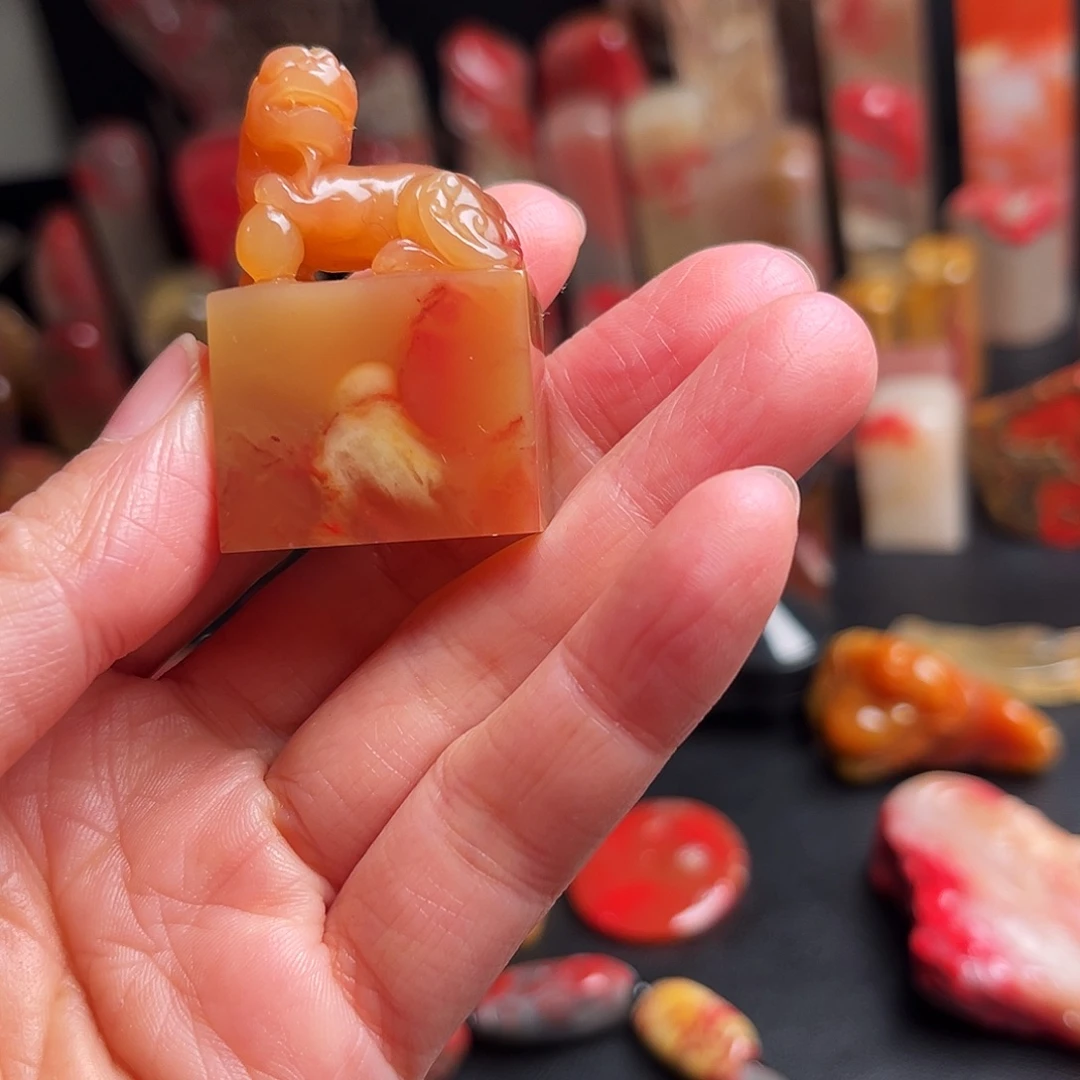 印石巴林石鸡血石扁章