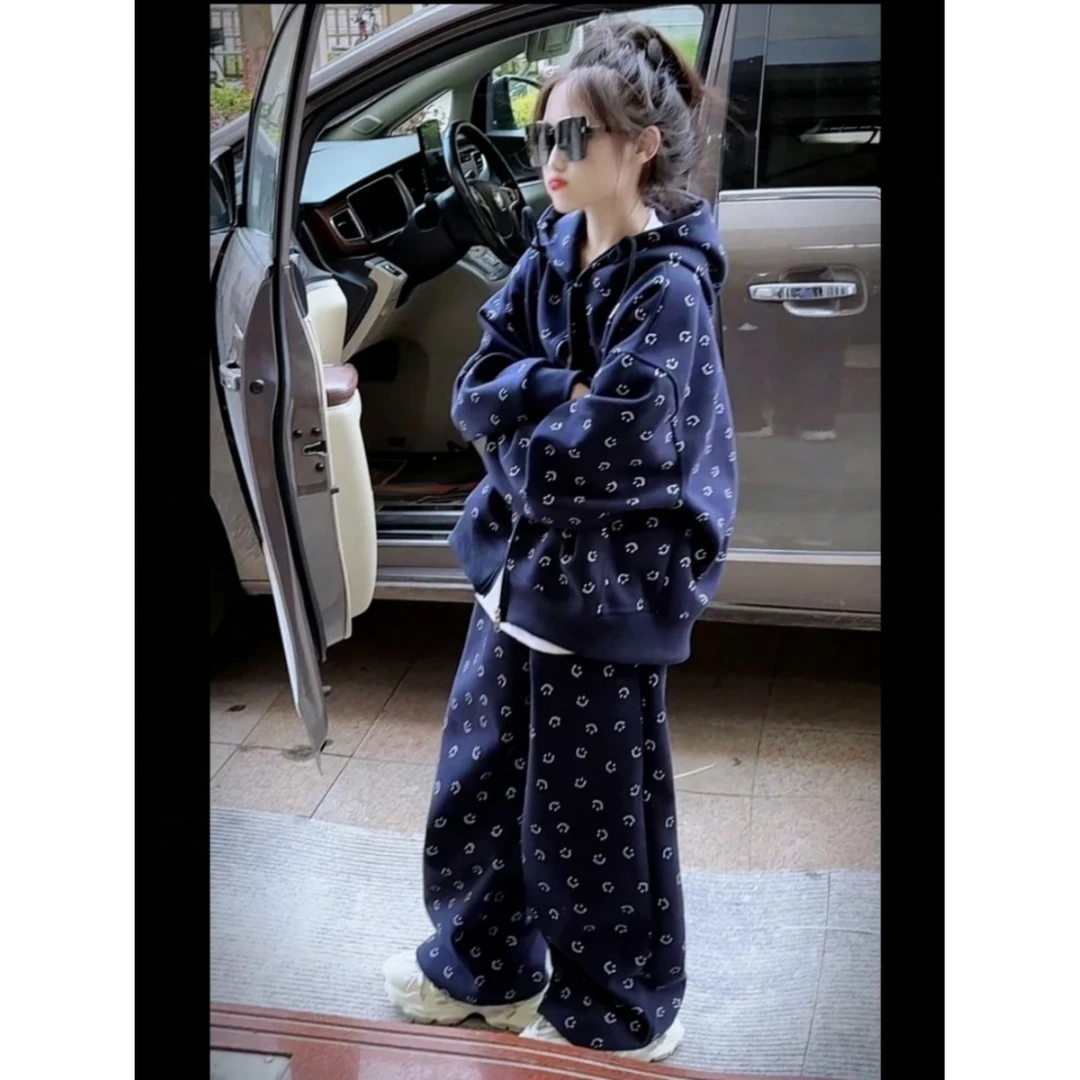 女童套装春秋2025新款运动装连帽儿童秋装洋气大童女孩衣服两件套