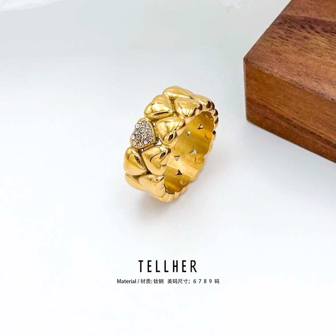 钛钢合成锆石戒指 她盒子 / Ins风 搭配 简约 轻奢 戒指 2J033