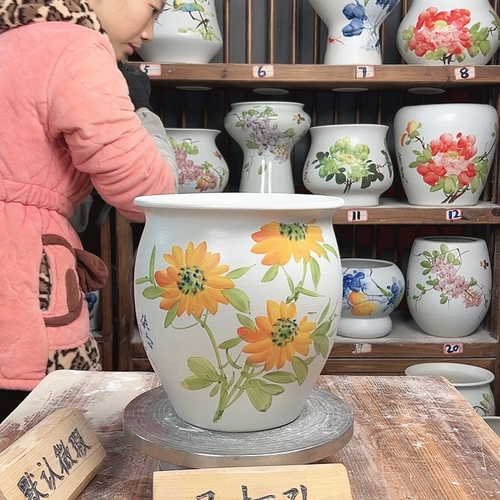 摆件圆口向日葵新款陶瓷大