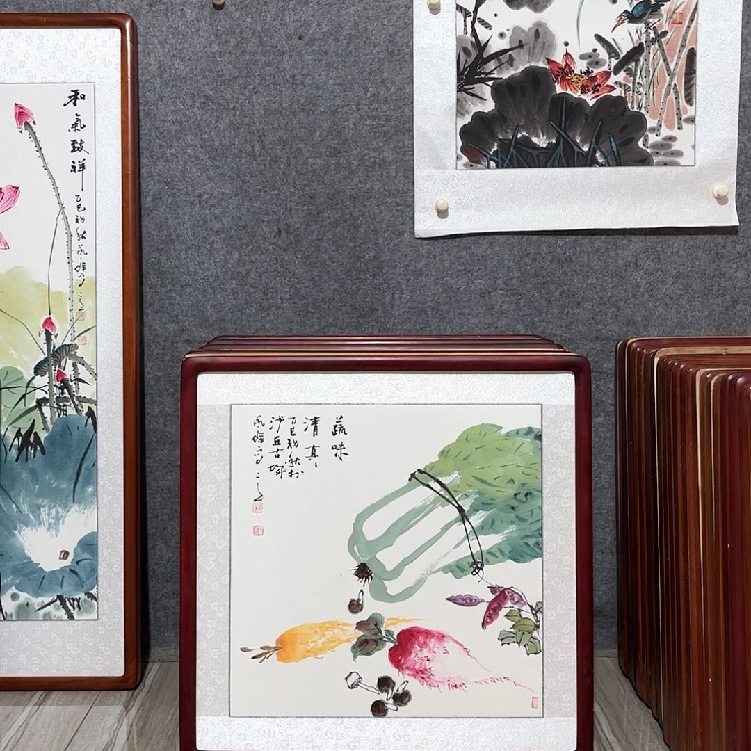 国画书画作品带框63×63