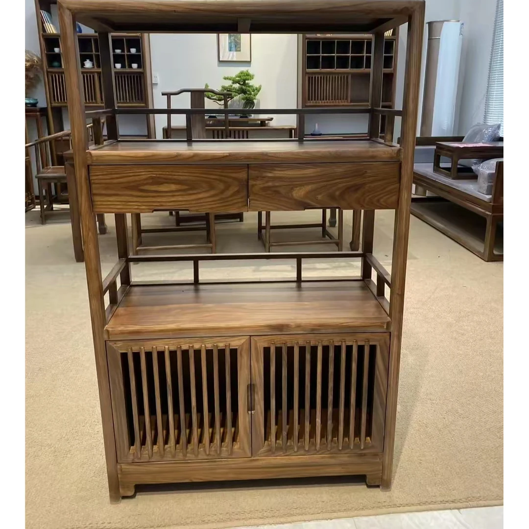 四层置物架北方老榆木阳台客厅餐厅茶边柜