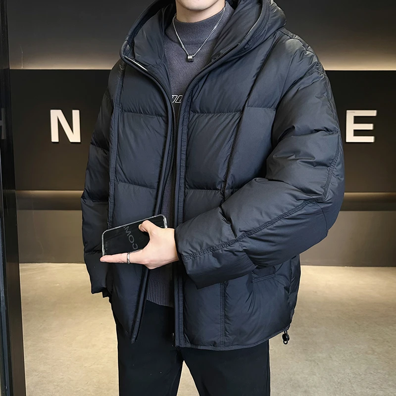 男士新款连帽保暖羽绒服高级感潮流百搭面包服外套时尚百搭风上衣