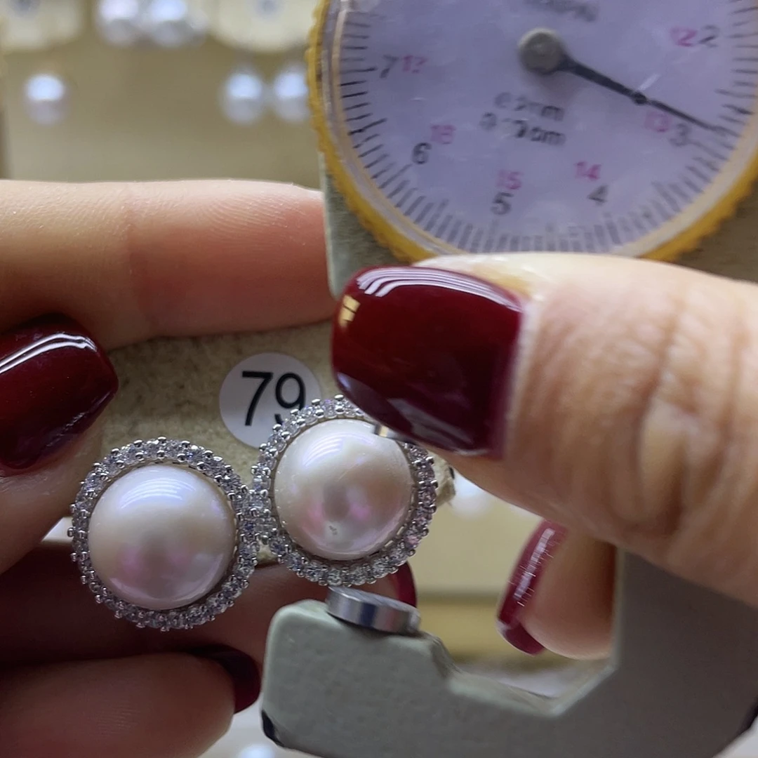 淡水珍珠耳饰银S925镶嵌