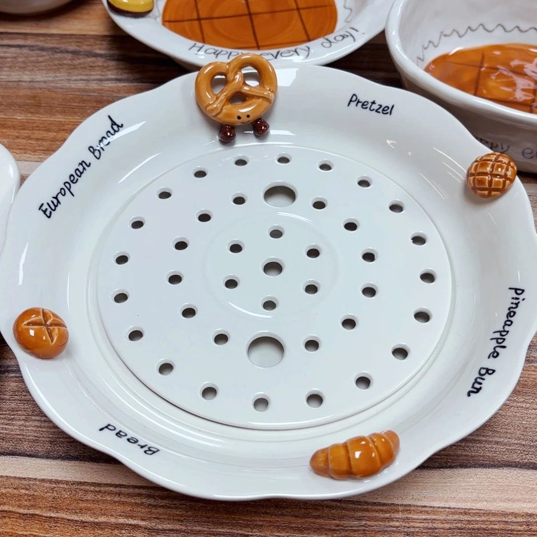 白瓷碱水结十寸沥水饺子盘