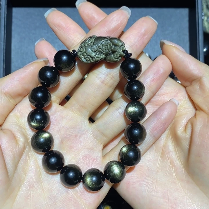 黑曜岩未镶嵌手链西*