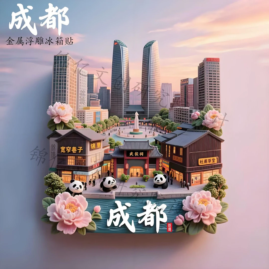 【四川系列】四川文创金属冰箱贴旅游景点纪念品长海五彩池伴手礼