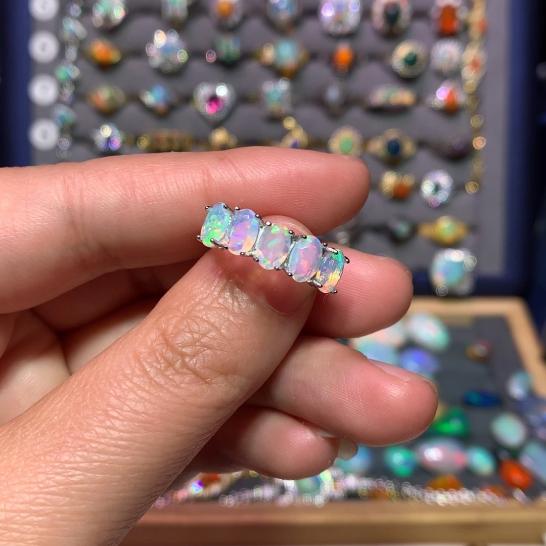 欧泊戒指款式银S925镶嵌