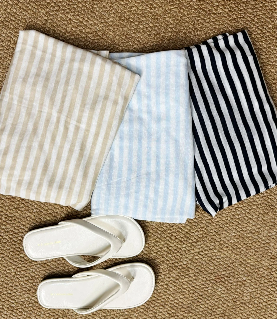 韩国清爽撞色条纹防晒罩衫百搭刺绣款