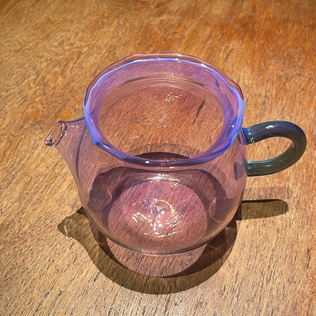 黑光 玻璃手作公道杯绿把