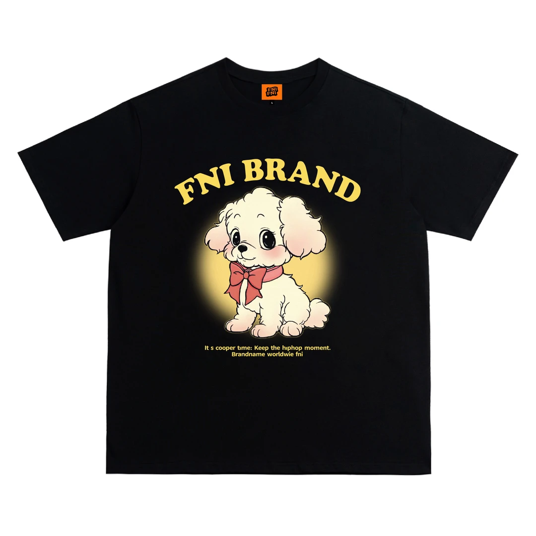 FNIFNI橙标（蝴蝶犬）男女同款t恤美式复古纯棉短袖上衣24潮新款