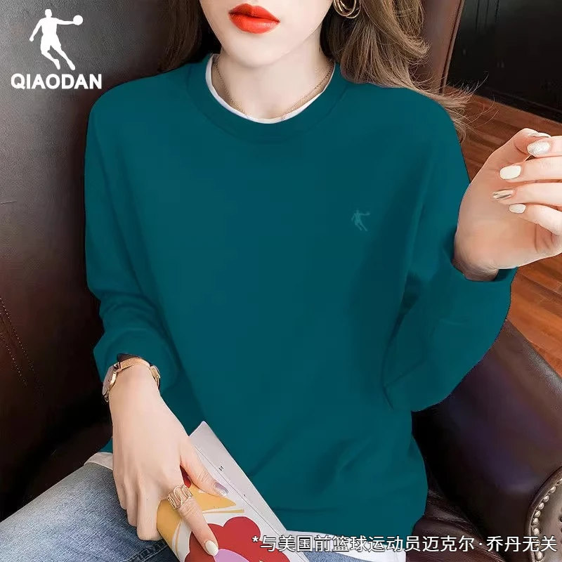 乔丹卫衣女2025春季新款针织宽松长袖T恤衫大码女士官方正品上衣