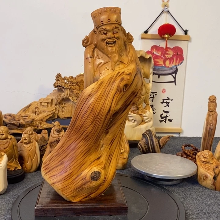 柏木（崖柏）太行崖柏财神爷摆件根雕工艺品