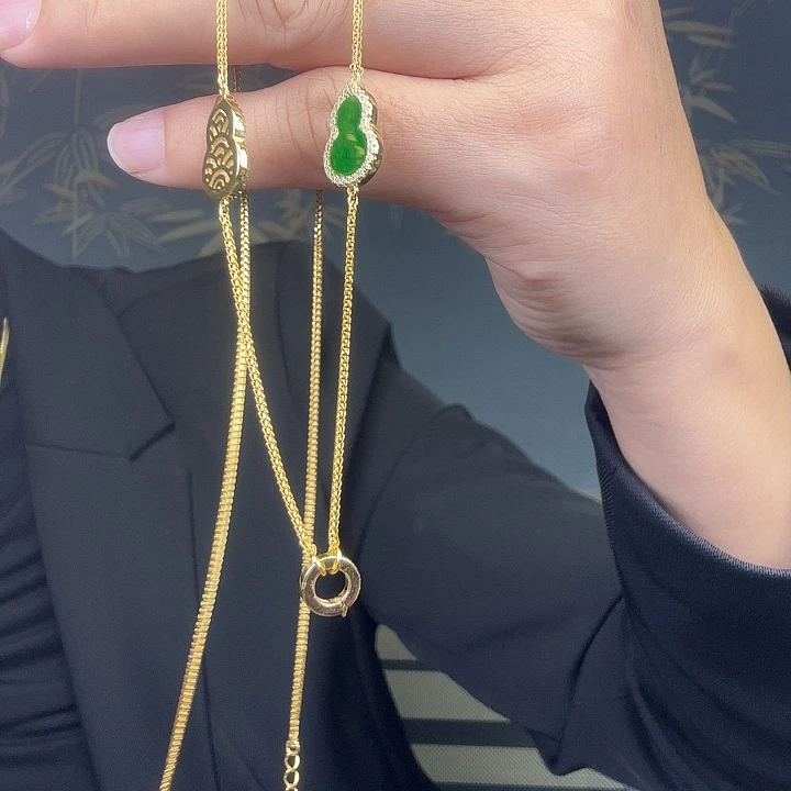 翡翠银S925镶嵌毛衣链特价