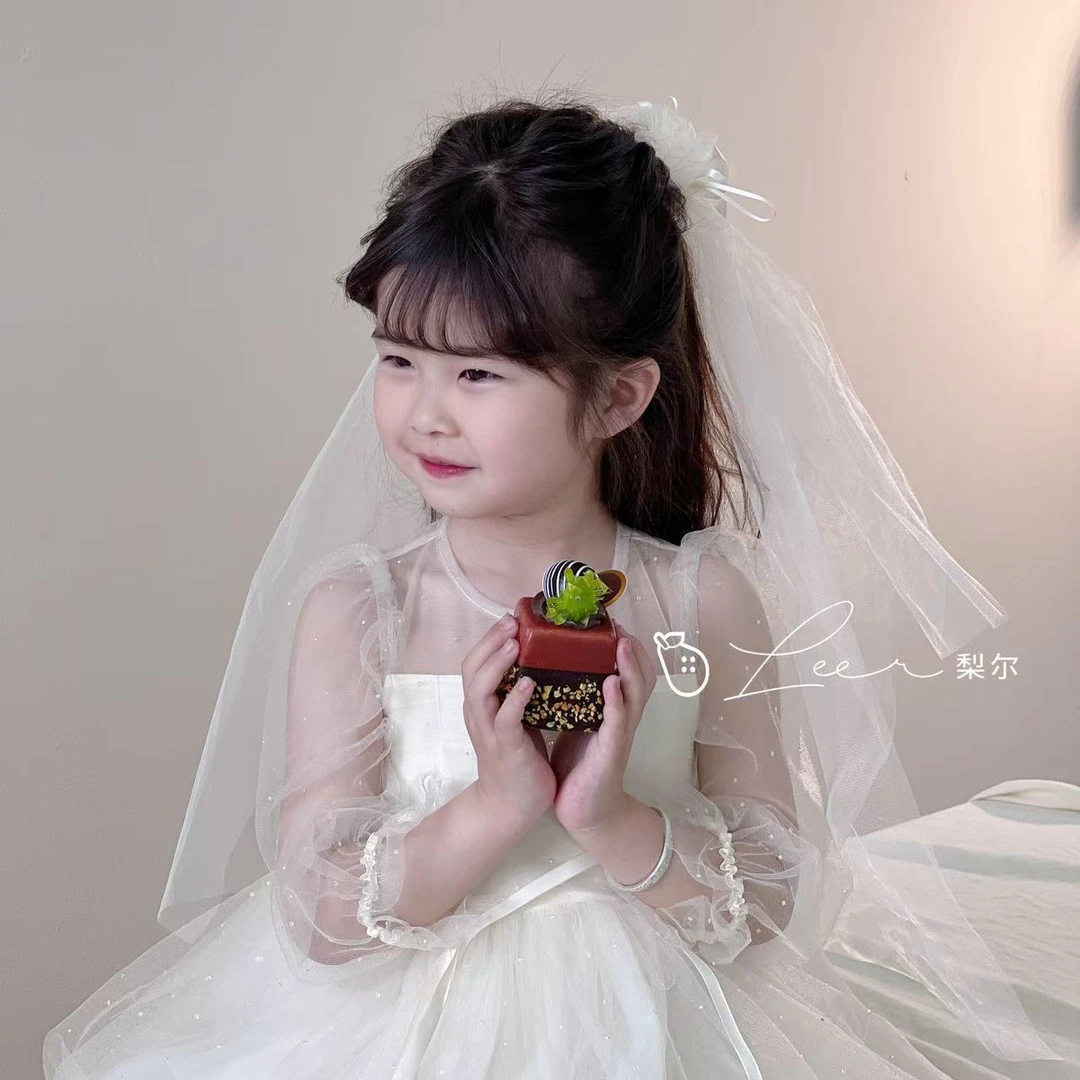 L-3096【梨尔】儿童公主头纱可爱头饰生日发饰发夹发箍公主头纱