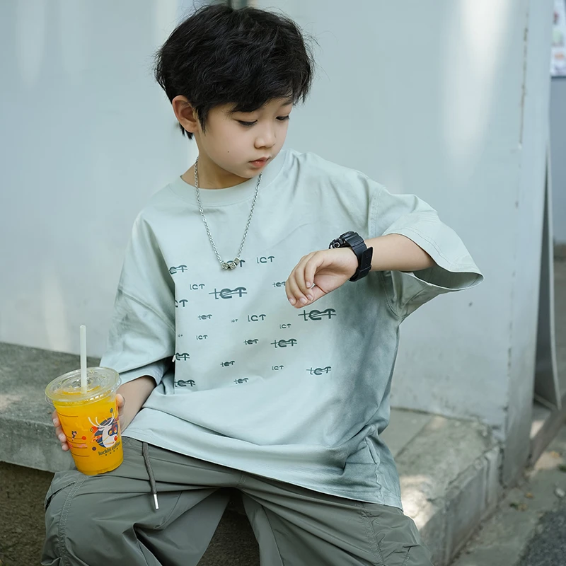 男童短袖t恤夏装2025新款儿童夏款半袖中大童男孩夏款上衣痞帅风t