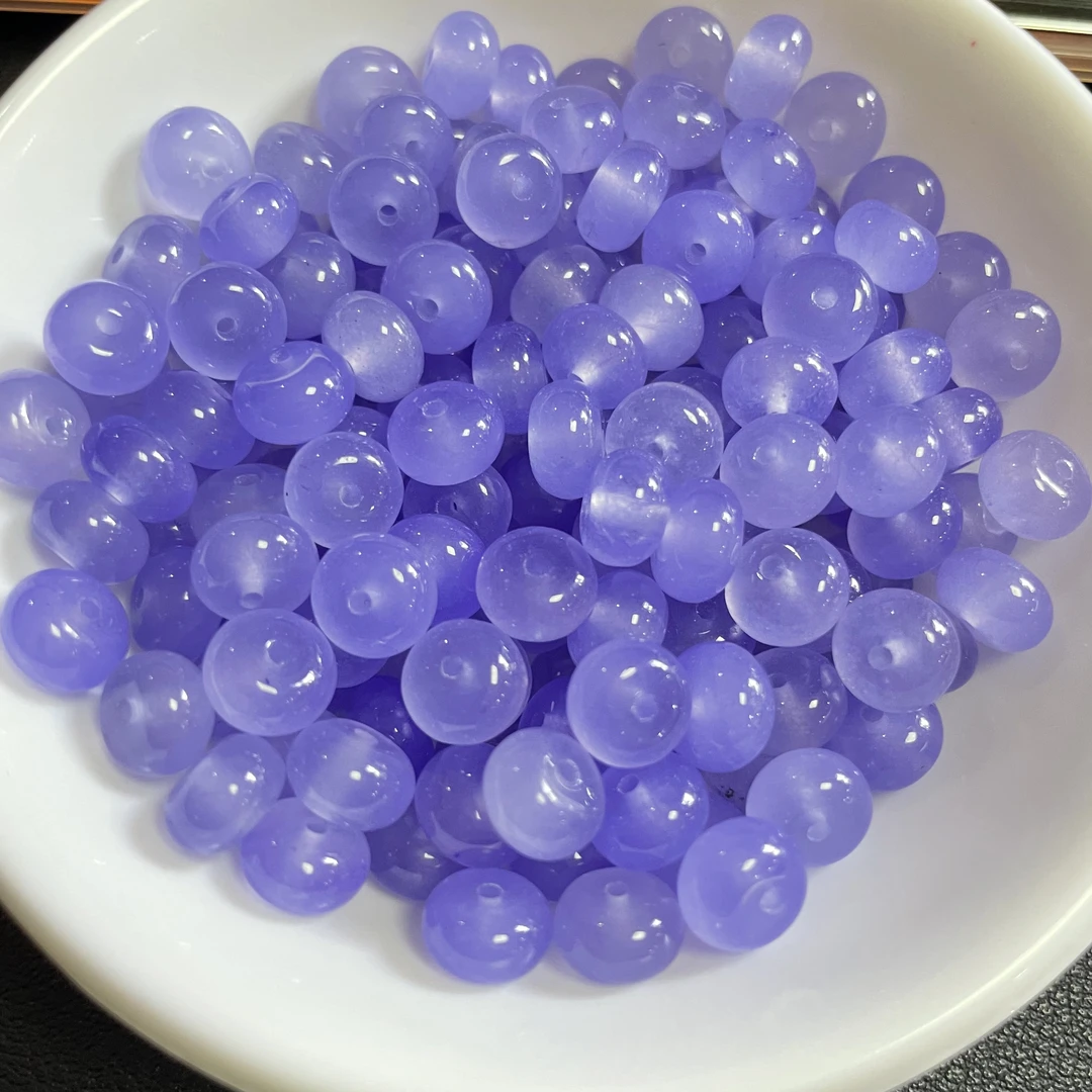 散珠天然和田玉   淡烟紫算盘珠97--卡5*8MM -- 20颗（赠弹力绳）