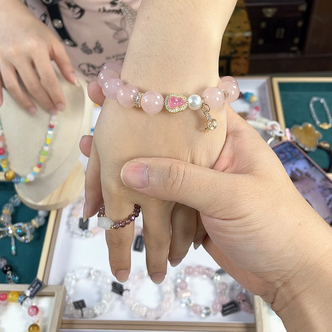 水晶手链银S925镀金镶嵌