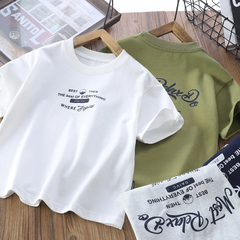 纯棉短袖男童儿童2025夏季新款T恤中大童吸汗透气简约休闲上衣潮