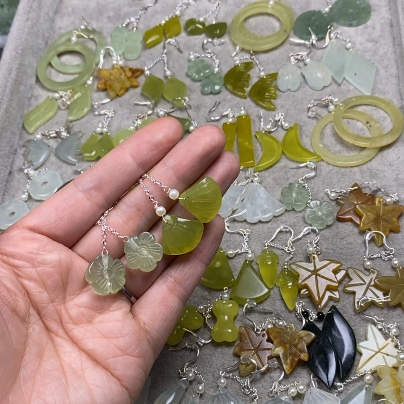 【闪购商品】蛇纹石玉挂件耳饰耳环项链未镶嵌满***福