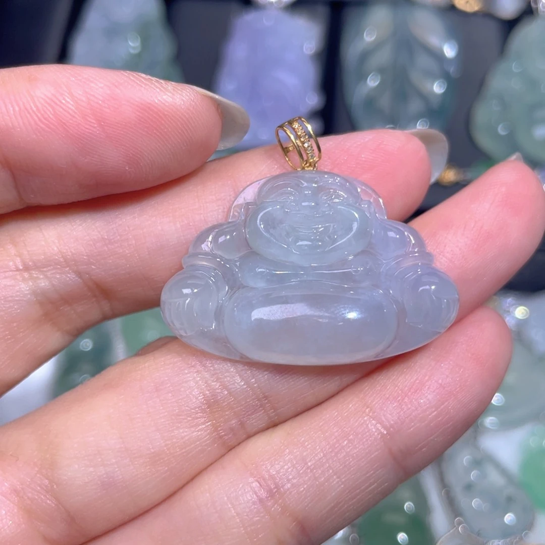 颈饰18K金镶嵌翡翠翡翠
