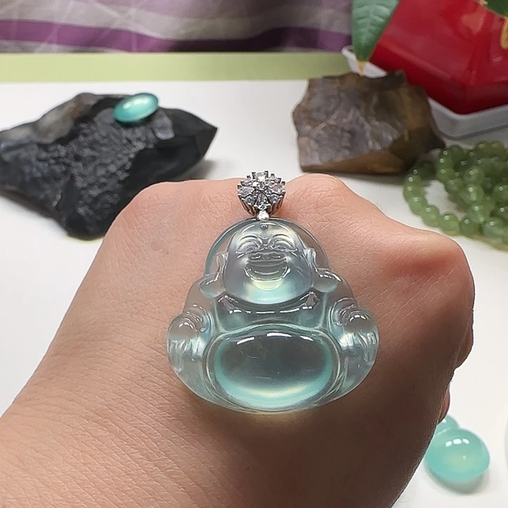 岫玉银S925镶嵌吊坠(不含链)