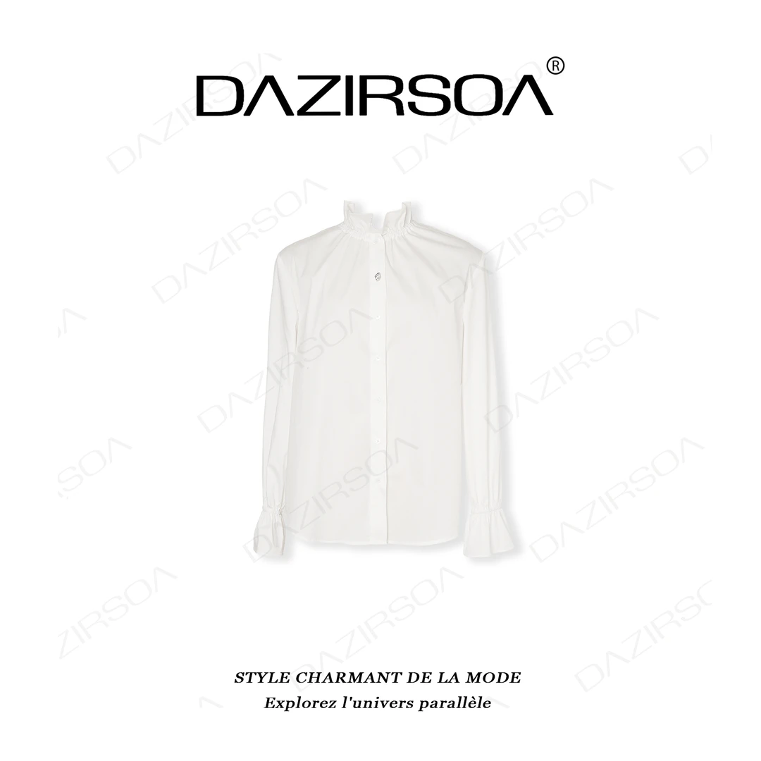 "宫廷叠搭' 时尚百搭高级感钉珠显瘦衬衫 U108