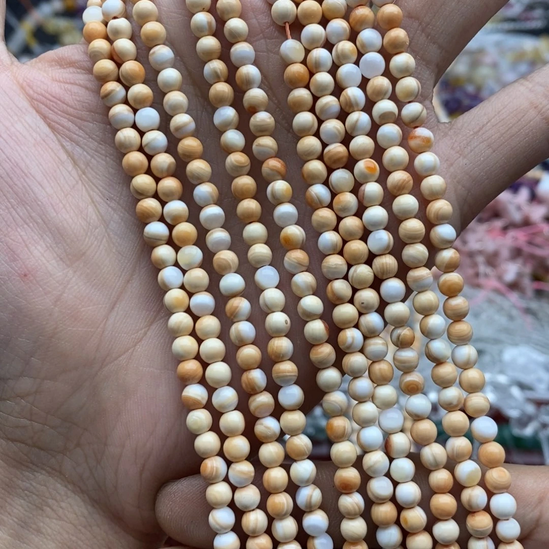 未镶嵌玛瑙/玉髓珠宝半成品一条纯天然4mm+万宝螺圆珠
