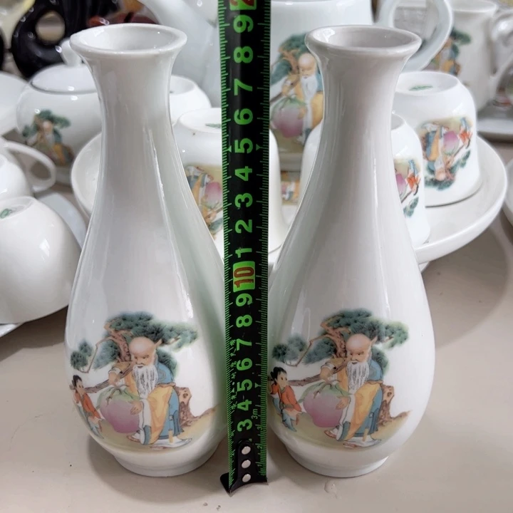 瓷片陶瓷制品寿星瓶一对