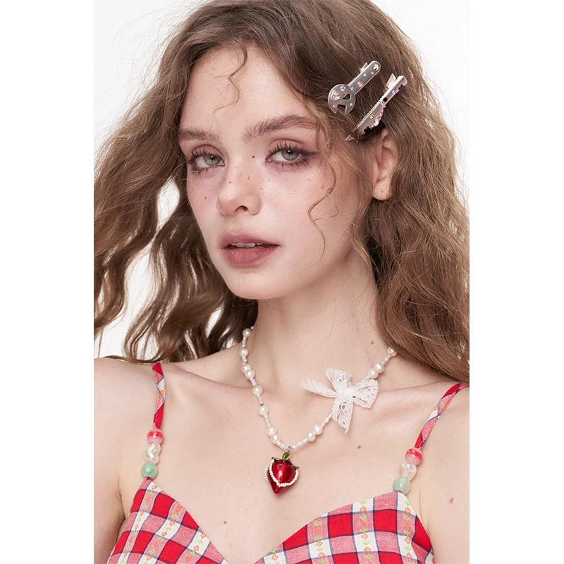 2025新款爱心蝴蝶结项链小众法式甜美浪漫锁骨链项链