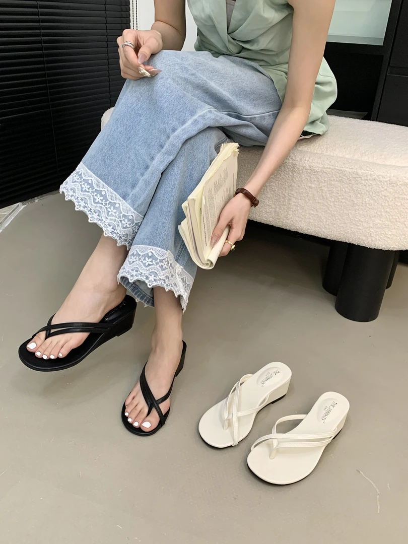 韩版坡跟人字拖凉鞋百搭夏季时尚韩系百搭女鞋989-5