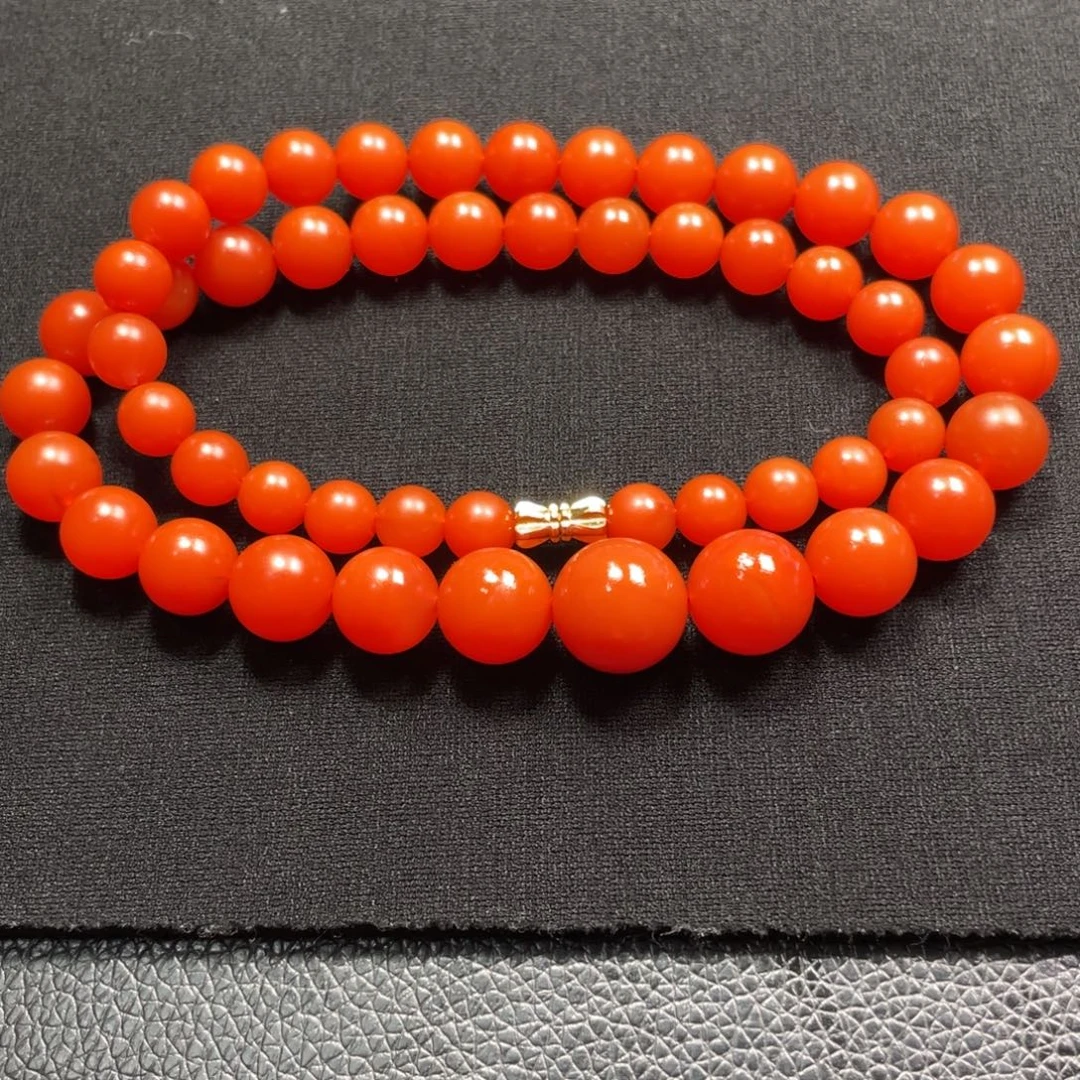 南红玛瑙未镶嵌原矿无胶保山南红滴水洞柿子红项链