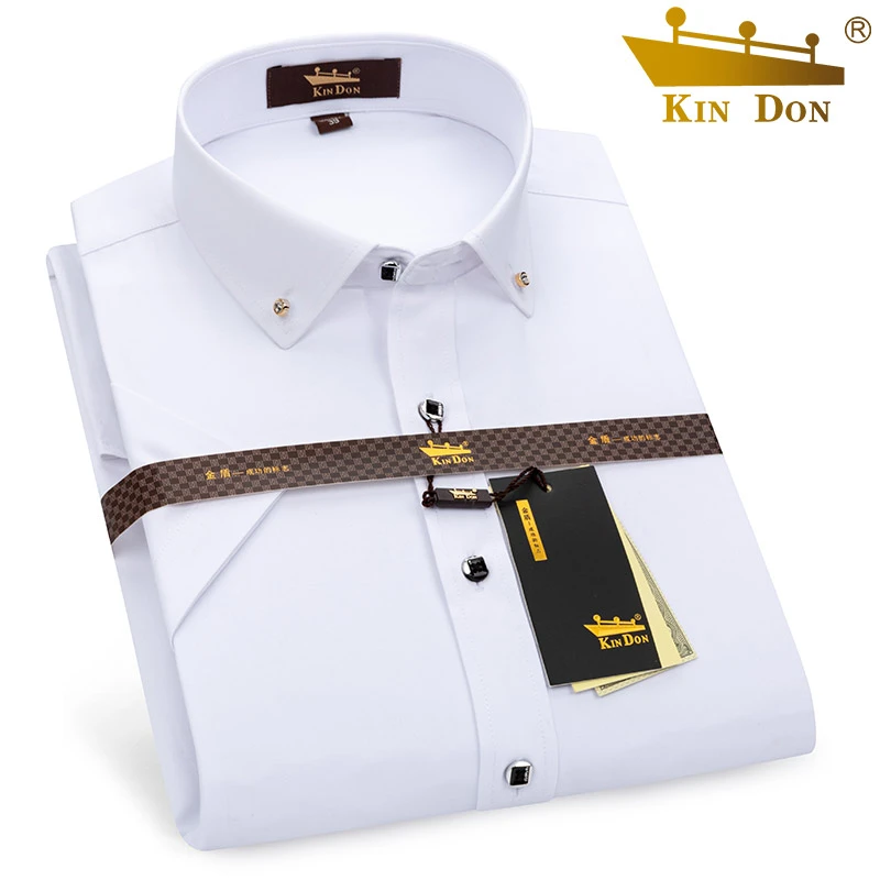 金盾竹纤维男士弹力免烫短袖衬衫男2025春季薄款商务工装职业衬衣