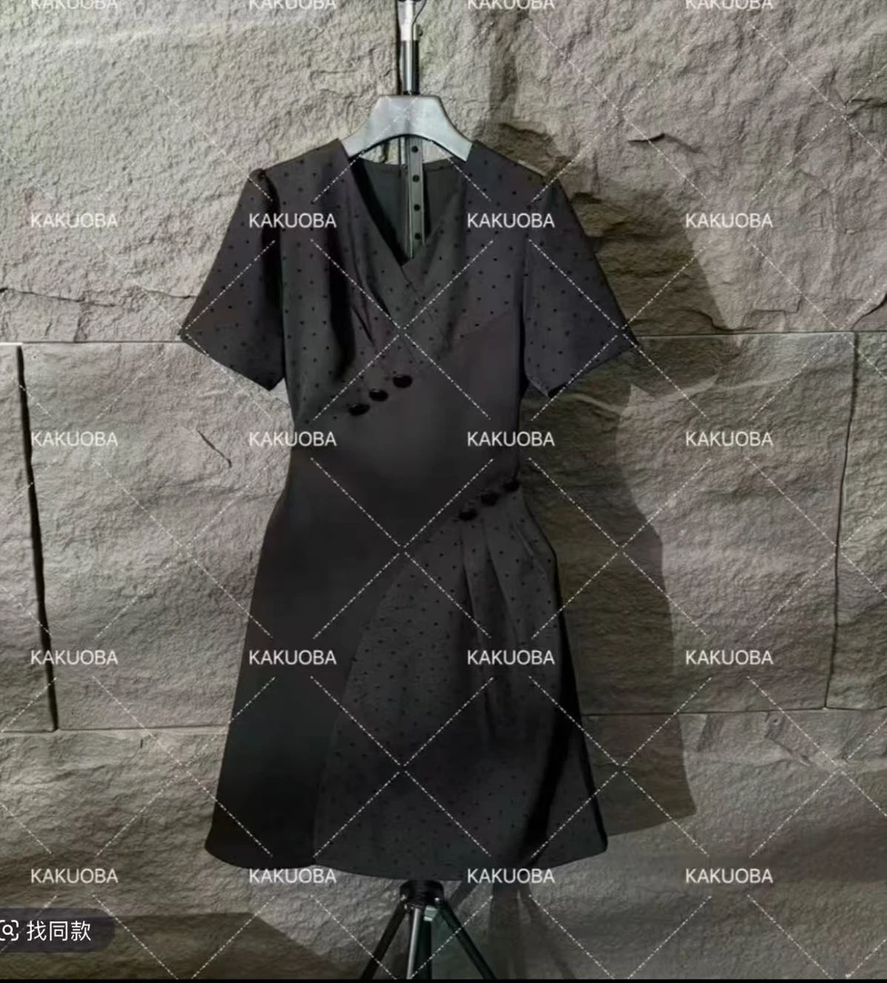 【原创大码设计师款】2025夏季植绒爱心设计款连衣裙K3307