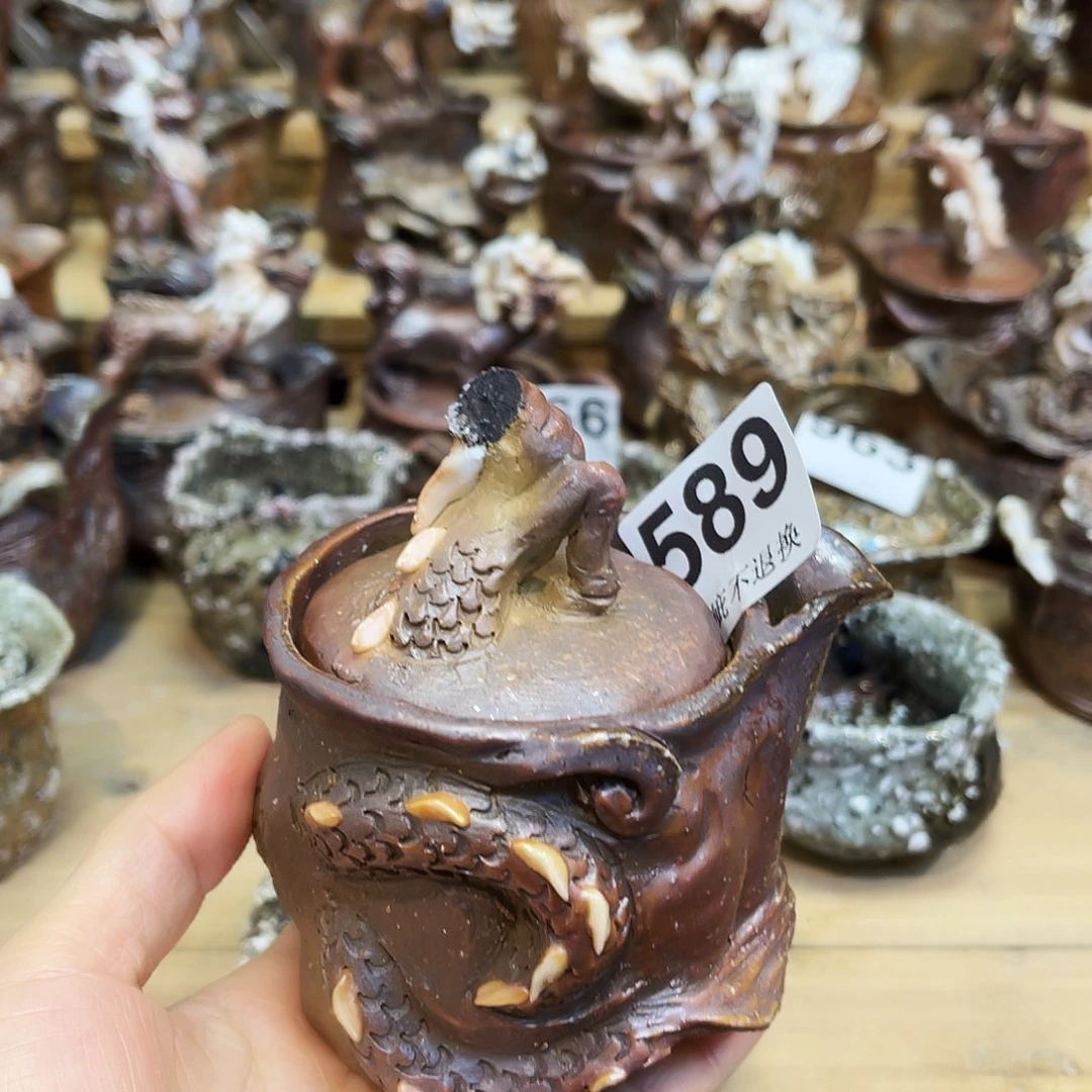 瓶柴烧粗陶手捏宝瓶微瑕