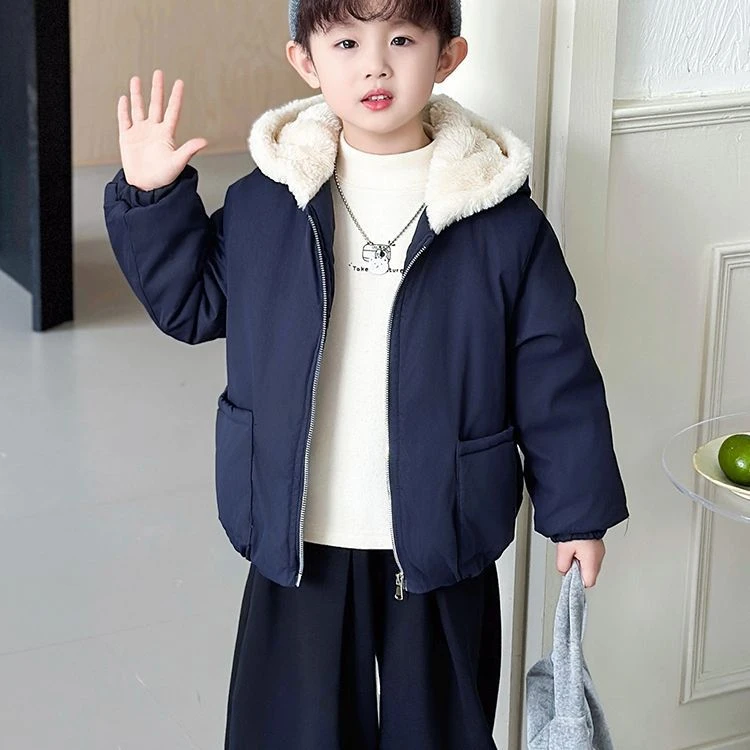男童加绒加厚冬季棉服宝宝外套2025新款儿童棉衣冬装中厚带帽保暖