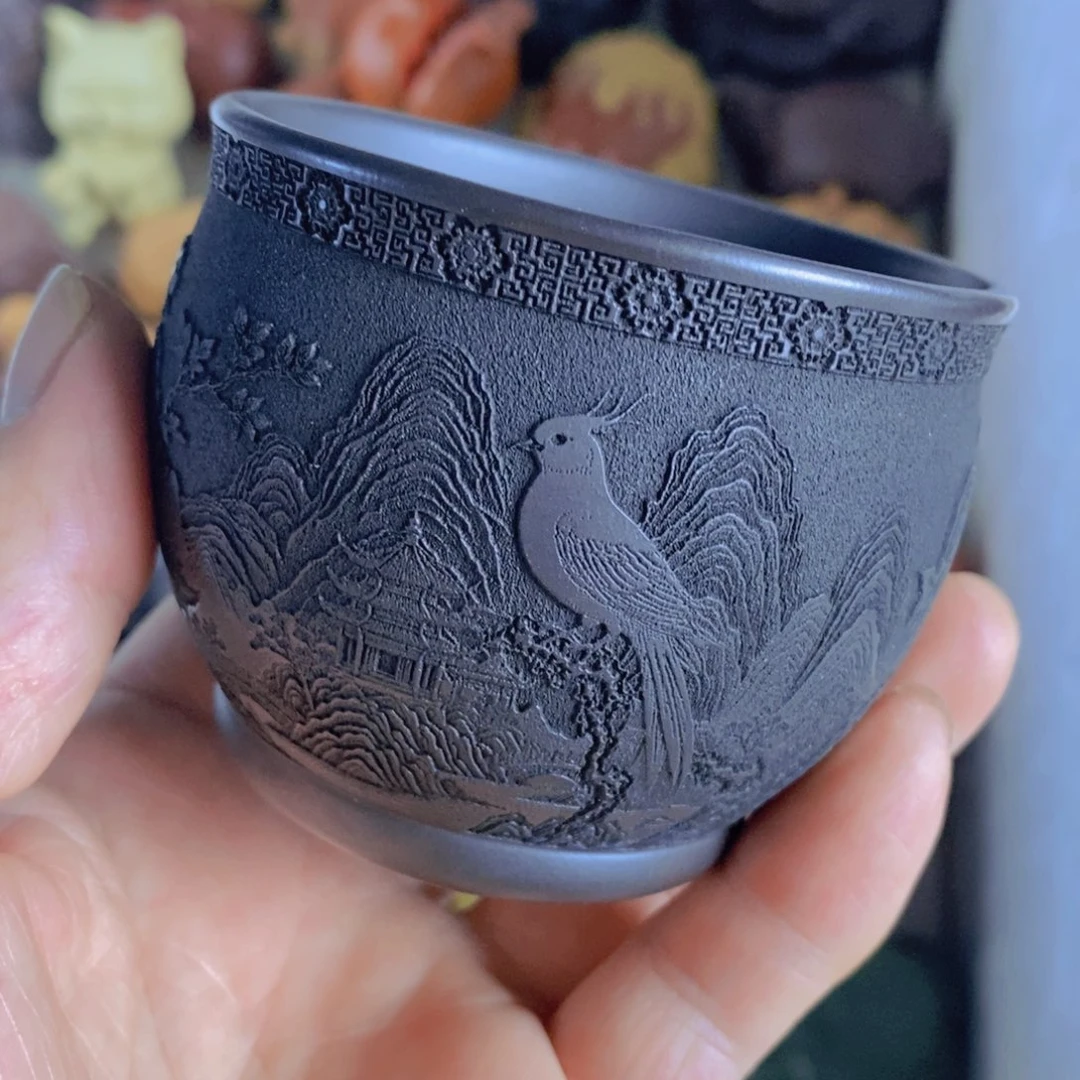 茶杯绿泥紫砂紫砂