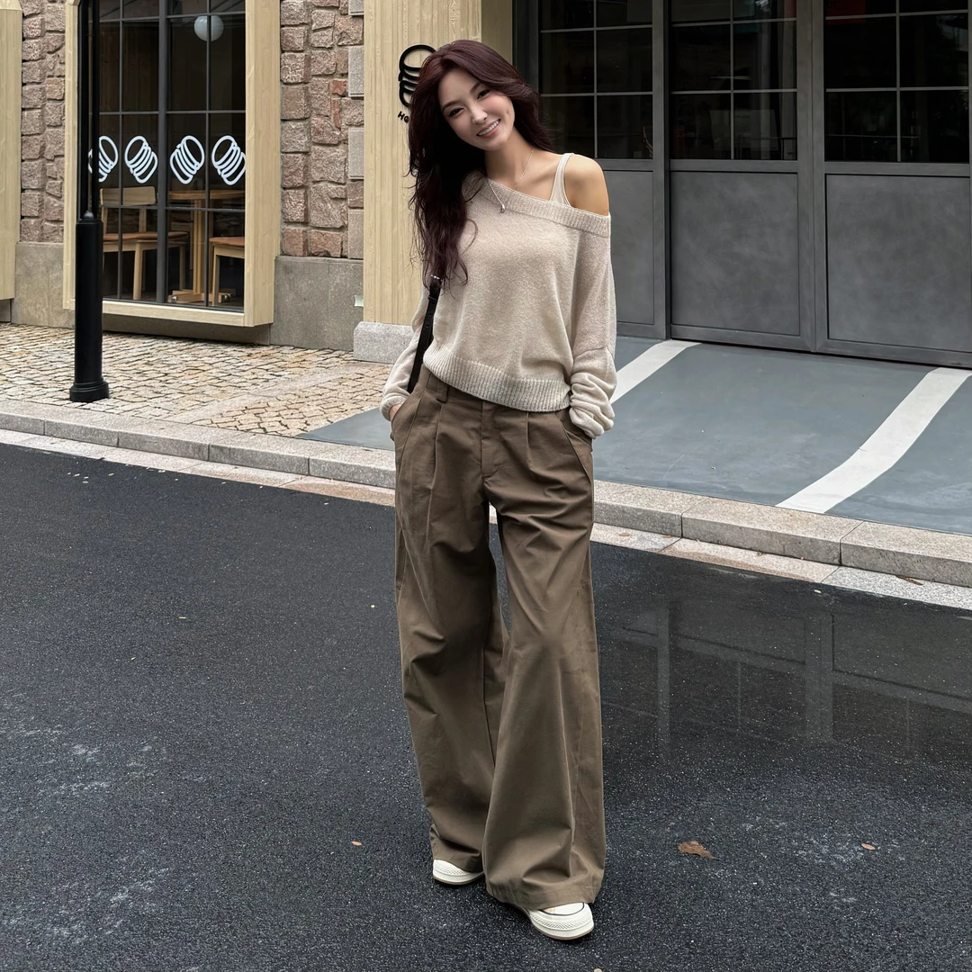 Moprobably李予诺「闲逸」“100棉”简约百搭直筒休闲裤L5363025