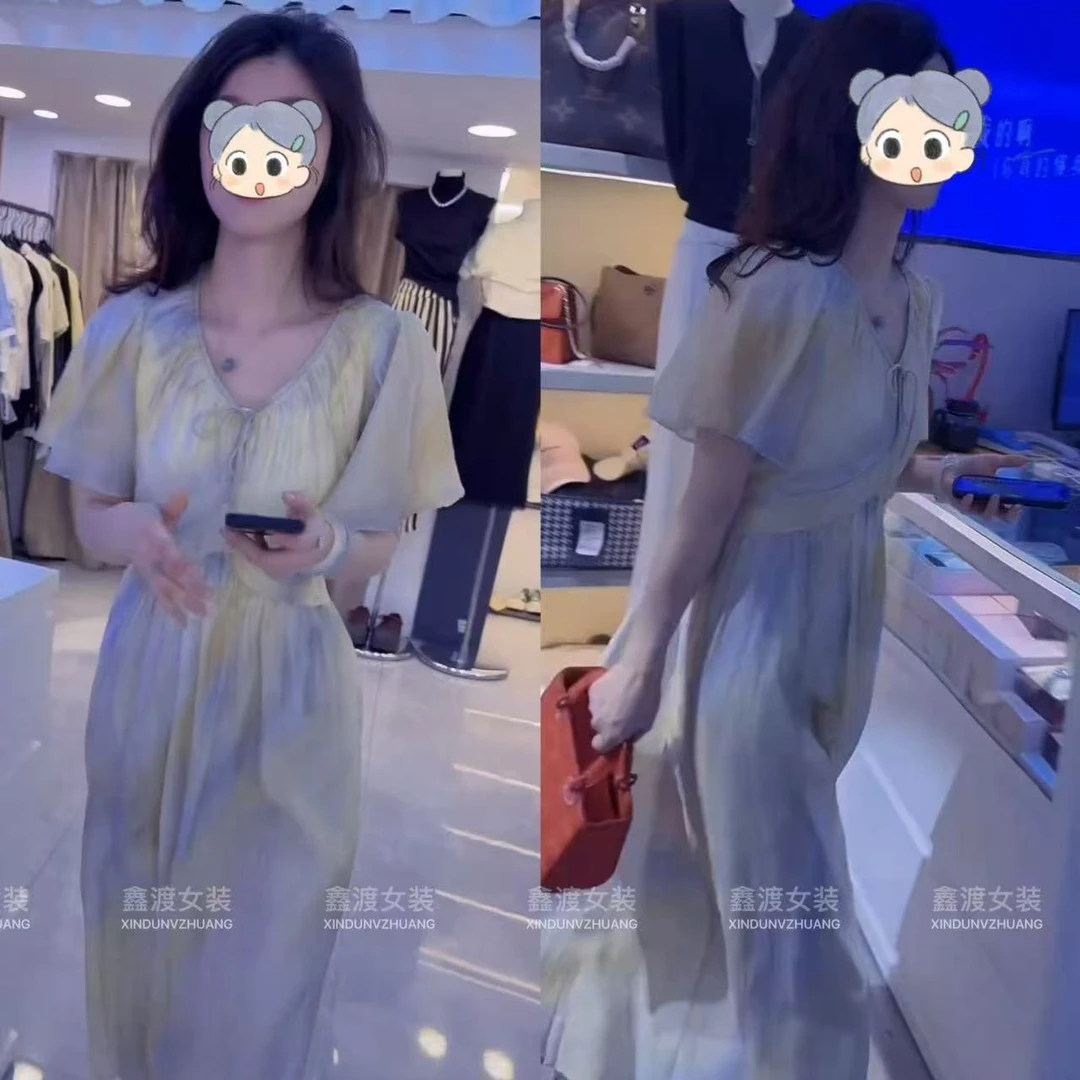 2025夏季新款时尚显瘦气质女士网红洋气连衣裙百搭款D9753