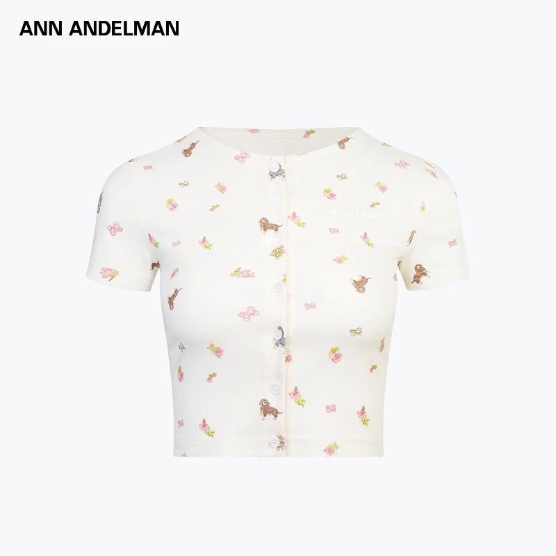 ANN ANDELMAN【商场同款新品】25春夏 小狗印花小开衫T恤