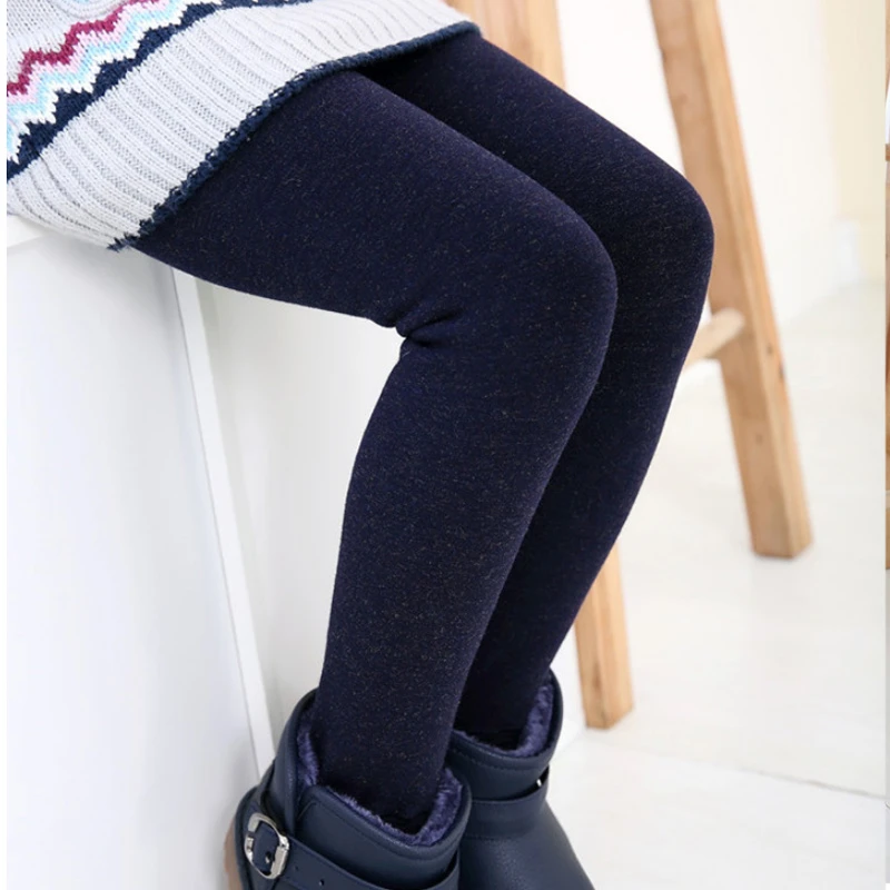 秋冬女童加绒七彩棉打底裤外穿保暖修身弹力裤中小童加长一体绒裤