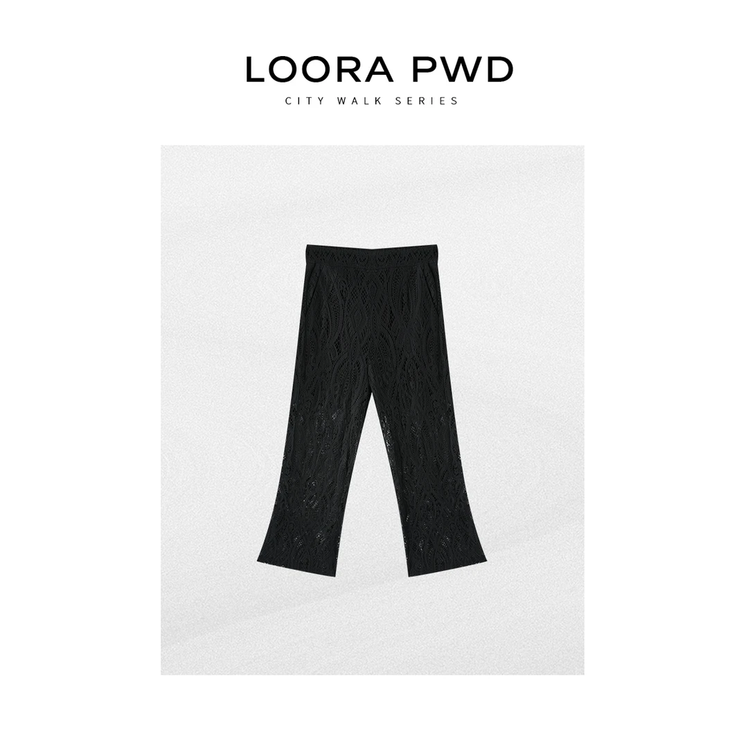 LOORAPWD/罗拉密码针织阔腿时尚休闲百搭黑色时装裤25CJBG0197N